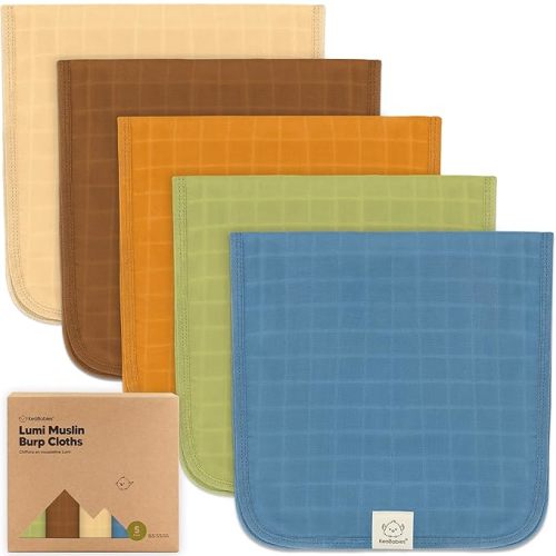 KeaBabies Cotton Muslin Burp Cloths Baby Boy, Girl - 5-Pack Soft & Absorbent Burping Cloth for Babies, Large Baby Towels & Washcloths for Newborn, Spit Up Rags, No Shrink, 20x10" (Primeval)