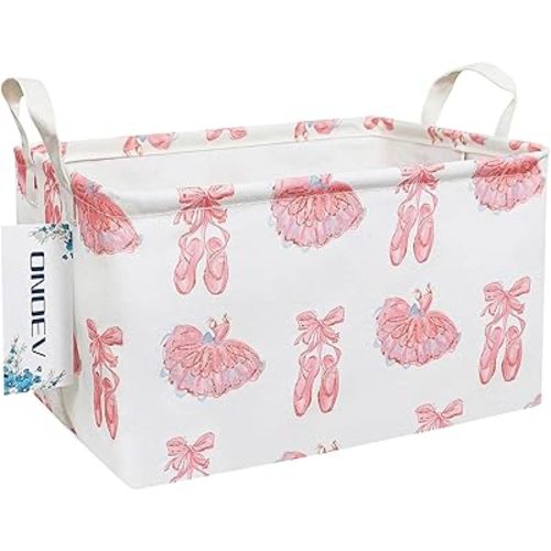 Rectangular Pink Ballerina Storage Bin,Closet Organizer Basket