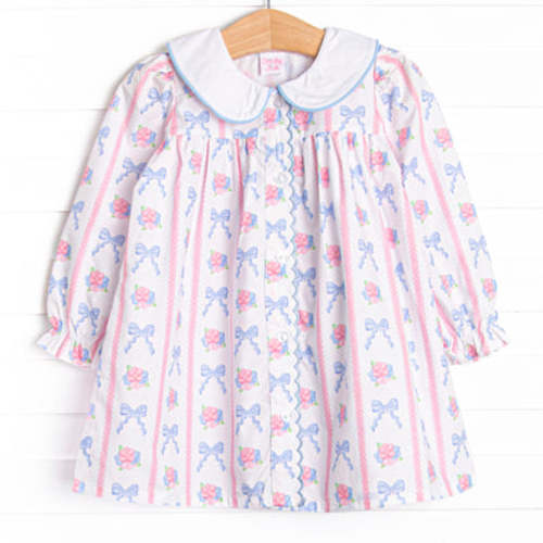 Rose of Bows Dress, Blue – Stitchy Fish