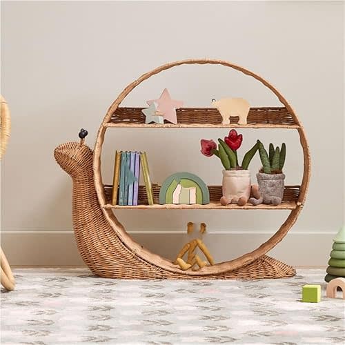 Rattan Wall Shelf, Wicker Shelves for Wall, Hanging Shelves for Bathroom, Bedroom, Decorative Rattan Shelves for Storage and Display