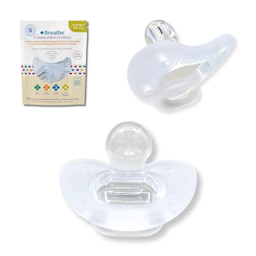 Breathe Baby Pacifier  Patented Design for Natural Oral & Facial Development - BPA-Free, Latex-Free, Pediatrician Developed - Dishwasher Safe 2 Pack (Stage 4: 13+ Months)
