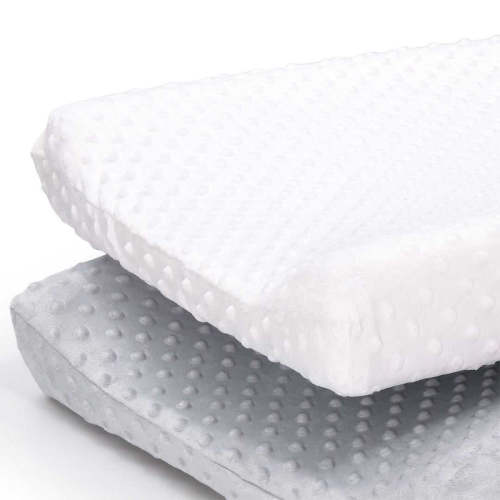 Gray & White Minky Baby Girl or Boy Changing Pad Covers Set of 2