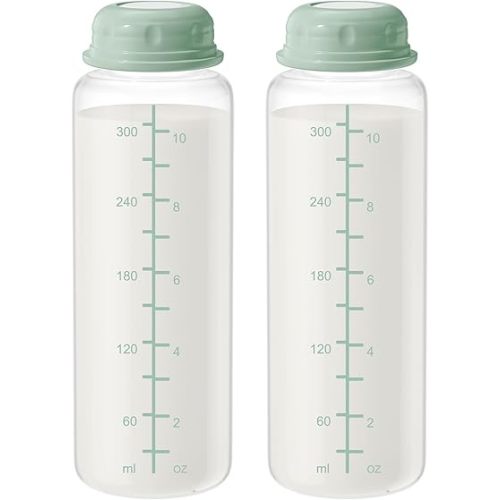 11oz Breastmilk Storage Bottle for Smaller Momcozy Breast Milk Cooler 12oz, Portable Travel Freezer Bottles, BPA-Free, Baby Breastfeeding Essential Gift, 2PCS