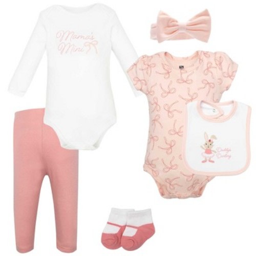 Hudson Baby Infant Girls Cotton Layette Set, Ballet Bows Bunny, 3-6 Months