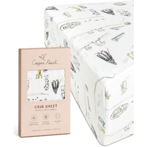 Premium Knit Baby Crib Sheets for Boys and Girls by Copper Pearl: Breathable and Soft, Fitted Crib Sheets for Standard Baby Mattresses, Crib Sheet for Registry or Shower Gift, Tatooine