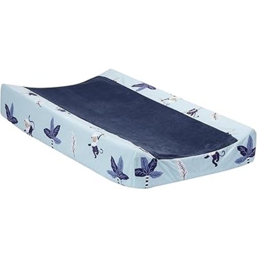Lambs & Ivy Jungle Party Blue Monkey/Palm Tree Changing Pad Cover