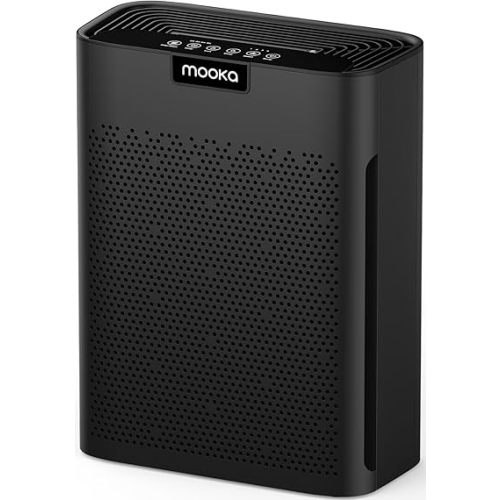Air Purifiers for Home Large Room 2200 Ft² with Washable Filters, MOOKA H13 HEPA Air Purifier for Home Pets Bedroom with Fragrance, Air Cleaner for Smoke Dust Pollen Pets Hair Odor, KJ190L Black