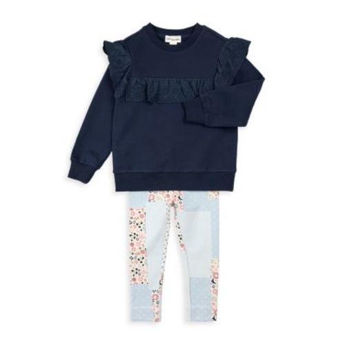0-3 months Girls' Eyelet Top & Patchwork Leggings Set - Baby