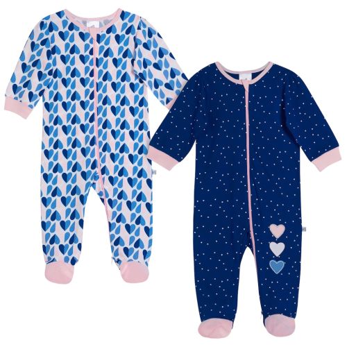 Baby Girl Just Born® Hearts 2 Pack Zip-front Sleep 'n Play