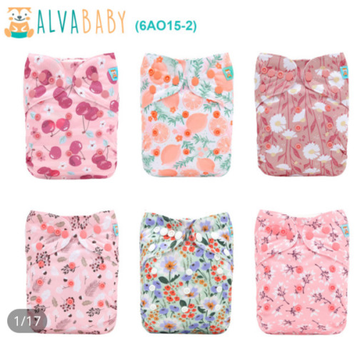 6-Pack All In One Diapers - One Size Adjustable & Reusable AIO Cloth Diaper for Infants & Toddlers
