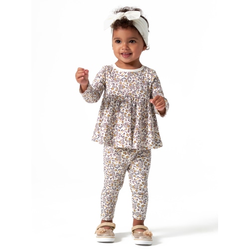 Modern Moments by Gerber Baby Girl Long Sleeve Ribbed Peplum Top & Legging Outfit Set, 2 Piece, Sizes 0/3-24 Months