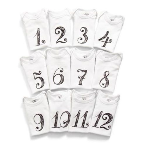 JumpOff Jo White Seize The Moment Baby Milestone Onesies, 1 Through 12 Bodysuit Set With Numbers