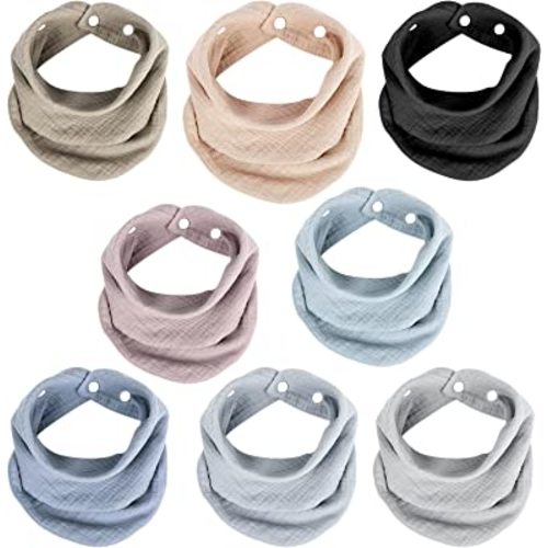 Muslin Bandana Bibs, Organic Drool Bibs for Neutral Boy Girl, Unisex Baby Bibs Soft & Absorbent for Newborns 0-36 Months