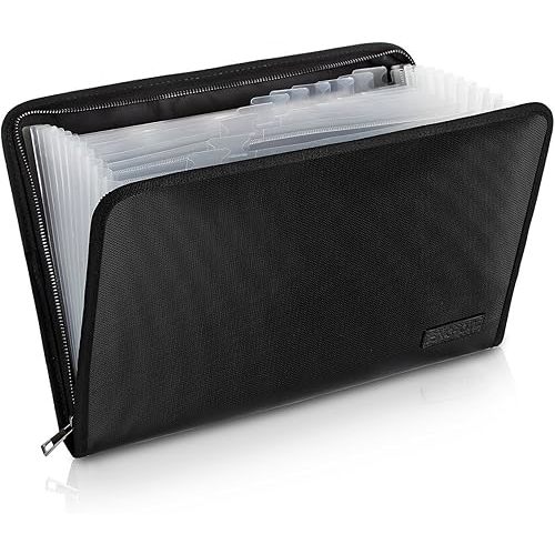 ENGPOW Fireproof File Folder Fireproof Fire and Water Resistant Money Document Bag with A4 Size 13 Pockets Zipper Closure Non-Itchy Silicone Coated Portable Filing Organizer Pouch(14.3" x 9.8")