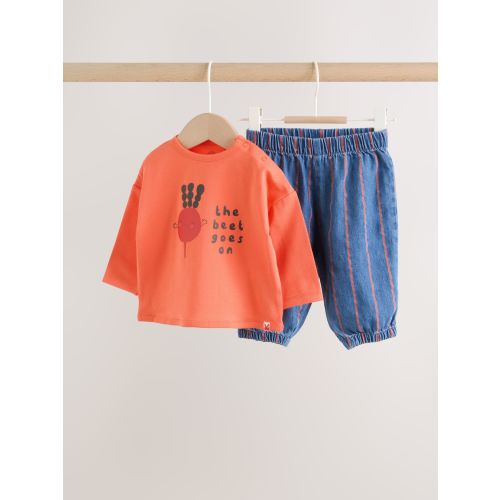 Red Stripe Beetroot Baby Top and Trousers Set (0mths-3yrs)