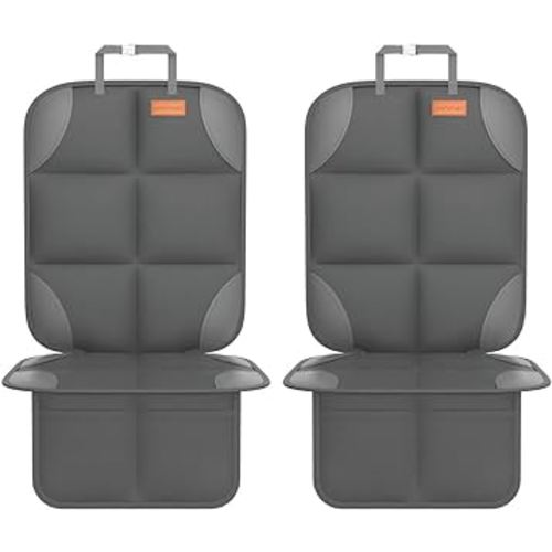 SMART ELF Car Seat Protector for Child Car Seat - Waterproof 600D Fabric Baby Seat Protectors for Non-Slip Backing Mesh Pockets for Baby and Pet, Easy Storage（Dark Gray）