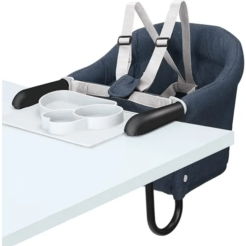 Hook On Chair, Safe and High Load Design, Fold-Flat Storage and Tight Fixing Clip on Table High Chair, Machine-Washable and Avoid Cracking Fabric, Removable Seat Cushion, Fast Table Chair