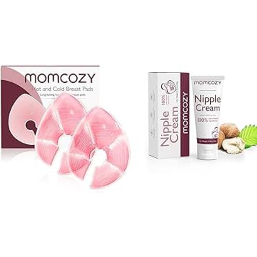 Momcozy Breast Therapy Packs, 2 Pack & Momcozy 100% Natural Nipple Cream