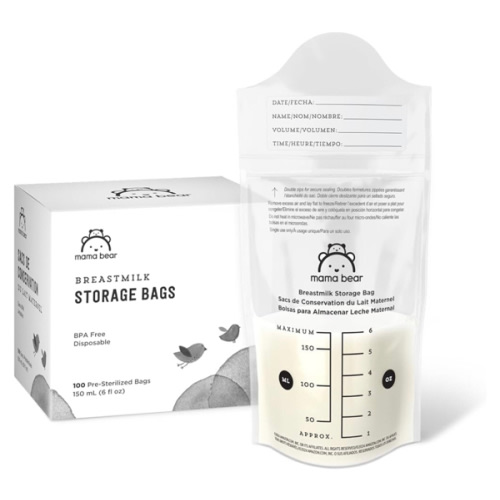 Amazon Brand - Mama Bear Breastmilk Storage Bags, 100 Count