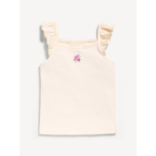 Ribbed Ruffle-Trim Cami for Toddler Girls