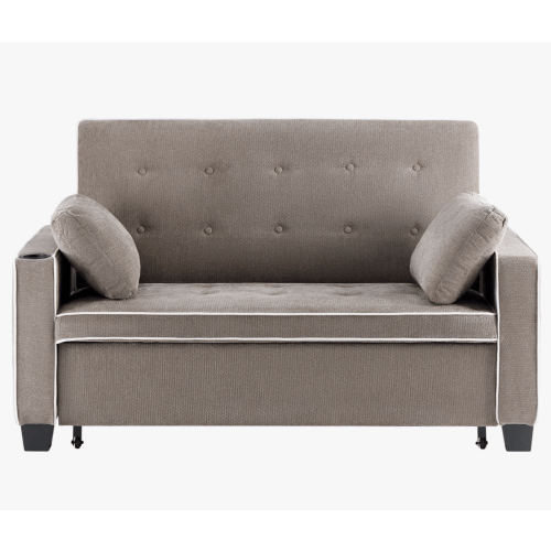 64.8" Full Square Arm Tufted Back Convertible Sleeper Sofa with Cup Holder