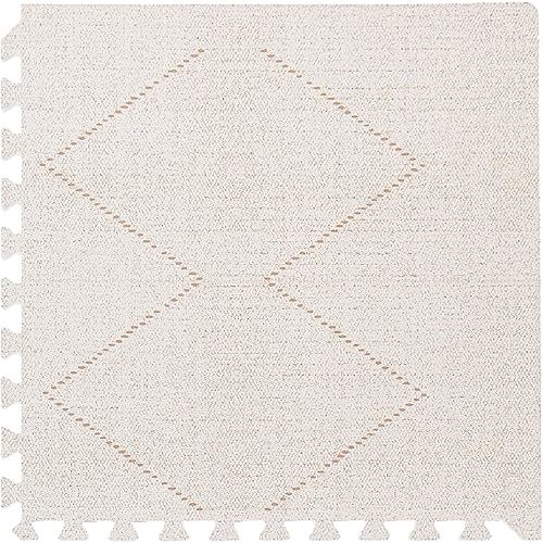 Toddlekind Playmat - Premium Foam Playmat, 4 x 6 feet, 6 Tile Extra Thick Foam Floor Puzzle Mat for Babies/Toddlers Stylish, Non-Toxic, Odorless. Perfect for Tummy Time & Play. 0m+ (Off White)