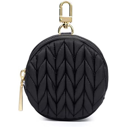 Pacifier Holder Case with Clip and Pouch Cover, Pacifier CharmPod with Clasp for Mom Bag (Black)