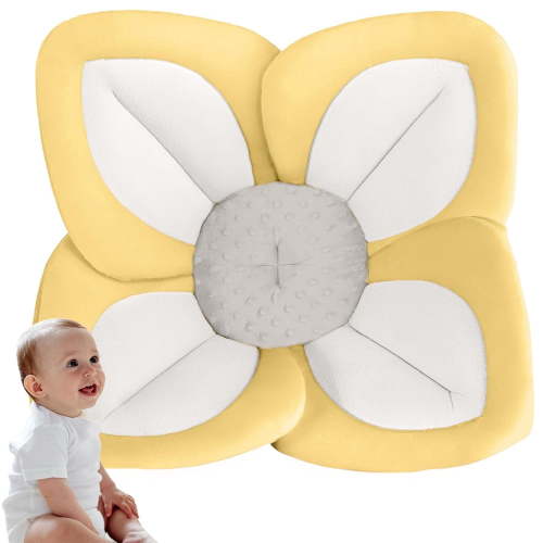 Morfone Baby Bath Seat, Yellow Baby Bathtub Pad for Newborns and Infants 0-6 Months, Lightweight and Portable