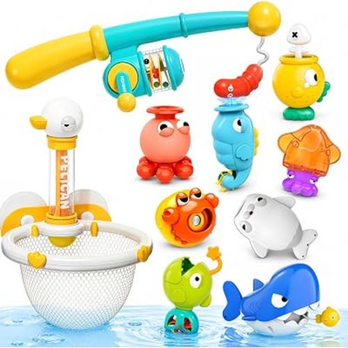 iPlay, iLearn Baby Bath Toys, Toddler Magnetic Fishing Game Bathtub Toy