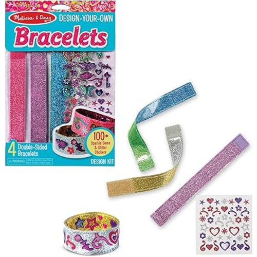 Melissa & Doug Design-Your-Own Bracelets with 100+ Sparkle Gem & Glitter Stickers, Kids Snap Bracelets, Stickers & Jewelry Crafts, Preschool Toys for Girls & Boys Ages 4+