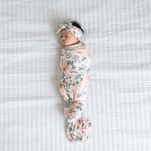 Copper Pearl, Baby Knit Swaddle & Headband Bow Set | Zola Baby