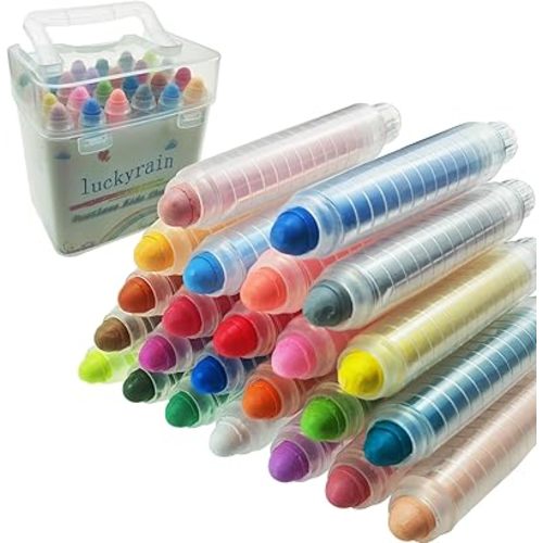 Non-toxic Dustless Chalk With Holder for Kids Colored Chalk Whiteboard Art Tool for Blackboard Kids Children Drawing Writing,24PCS