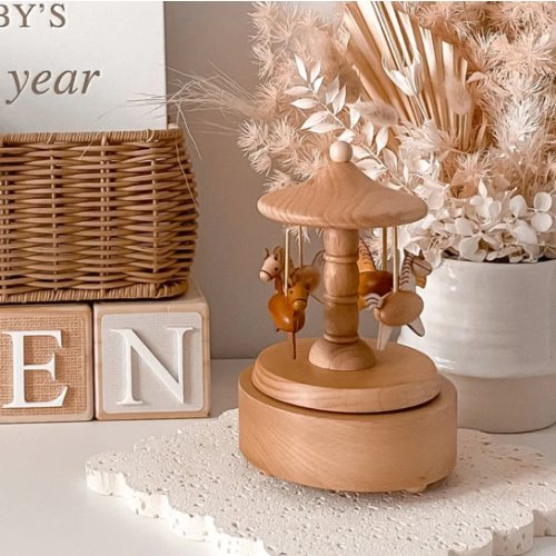 Heirloom Wooden Musical Carousel - Horses