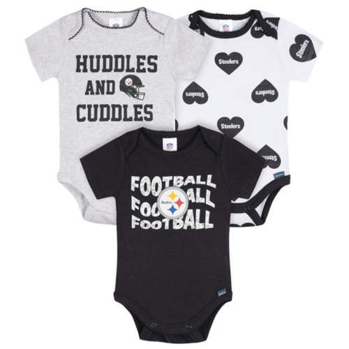 3-Pack Baby Girls Pittsburgh Steelers Short Sleeve Bodysuits