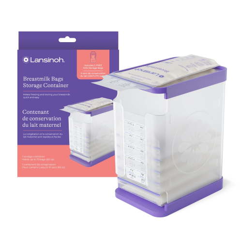 Lansinoh Breastmilk Storage Container, Stores up to 10 Breast Milk Bags, Freeze Bags, Includes 5 Milk Bags HSA/FSA Eligible