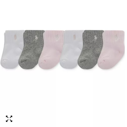 Baby Girl Sport Quarter Socks, 6-Pack