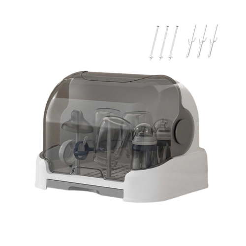Baby Bottle Drying Rack with Lid Baby Bottle Storage Box with Removable Drain Tray Space Saving Baby Bottle Rack Dryer Reusable Bottle Rack Holder for Baby 32*26*25.5cm Home Decor