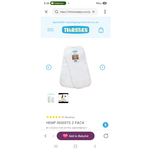 Best Selling Hemp Inserts for Cloth Diapers | 2 pack