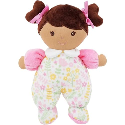 June Garden 9" My First Doll Zuri - Soft Plush Baby Doll - Pink Floral Outfit