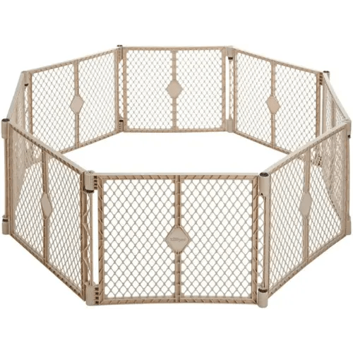 Toddleroo by North States - Superyard Baby Play Yard: Freestanding 8-Panel Baby Playpen - Indoor or Outdoor Use - Made in USA - Encloses Up to 34.4 Square Feet - 26 Inches Tall - Sand