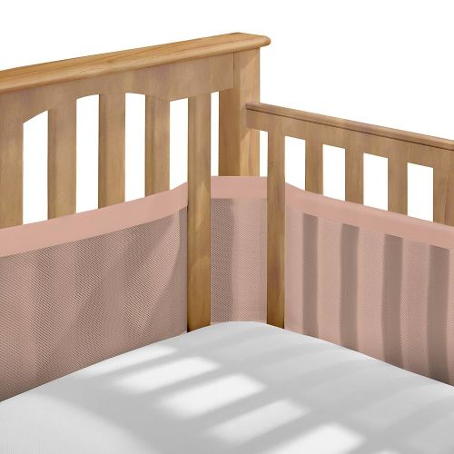 BreathableBaby Breathable Mesh Liner for Full-Size Cribs, Deluxe 4mm Mesh, Shell Pink (Size 4FS Covers 3 or 4 Sides)