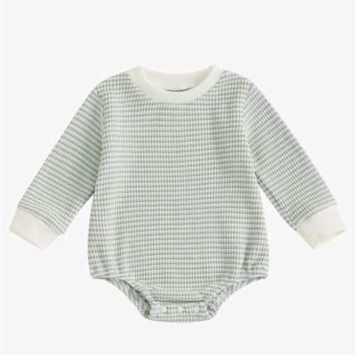 VISGOGO Unisex Baby Boy Girl Romper Waffle Newborn Infant Onesie Clothes Long Sleeve Bubble Oversized Romper Bodysuit Top