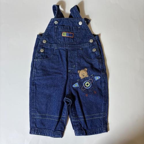 Vintage Carters 6M Teddy Airplane Denim Overalls Little guy on the go
