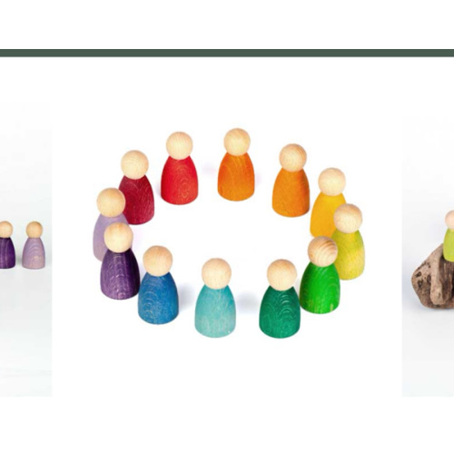 12 Rainbow Nins - Wooden Pegs