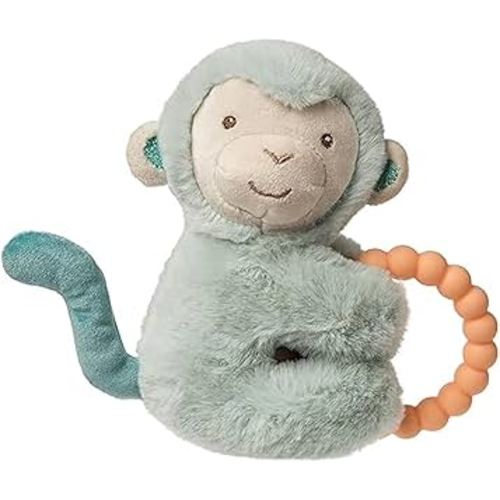 Mary Meyer Soft Baby Rattle with Teether Ring, 6-Inches, Little But Fierce Monkey