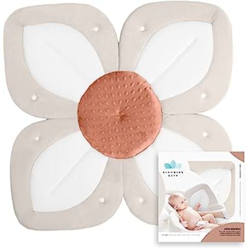 Blooming Bath Baby Bath Seat - Baby Tubs for Newborn Infants to Toddler 0 to 6 Months and Up - Baby Essentials Must Haves - The Original Washer-Safe Flower Seat (Lotus, Cream/White/Clay)