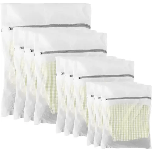 10 Pack Mesh Laundry Bags for Delicates with Non Rust Zipper- MDSXO White Laundry Bags Mesh Wash Bags, Easy Fit Bra, Sock,Lingerie,Sneaker,Baby Laundry for Washing Machine Travel Storage[1XL/3L/3M/3S]