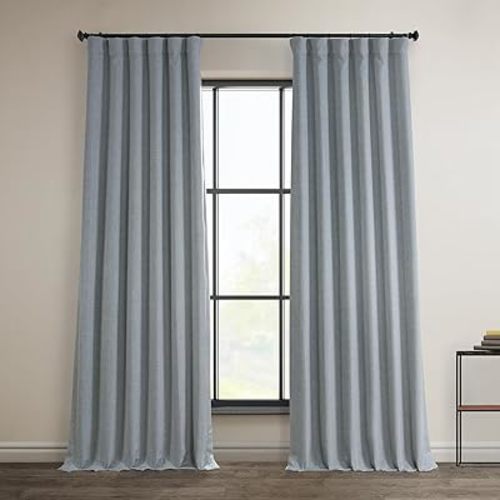 HPD Half Price Drapes - Faux Linen Curtains for Living Room (1 Panel) - 50W X 108L - Textured Room Darkening Curtains for Bedroom 108 Inches Long - Drapes for Home Decor, Heather Grey