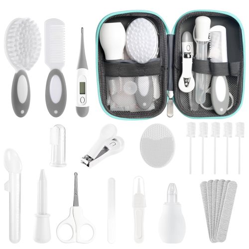Baby Healthcare and Grooming Kit for Newborn Kids, 24PCS Upgraded Safety Baby Care Kit, Newborn Nursery Health Care Set, Baby Care Product (Grey White) GREY WHITE-24