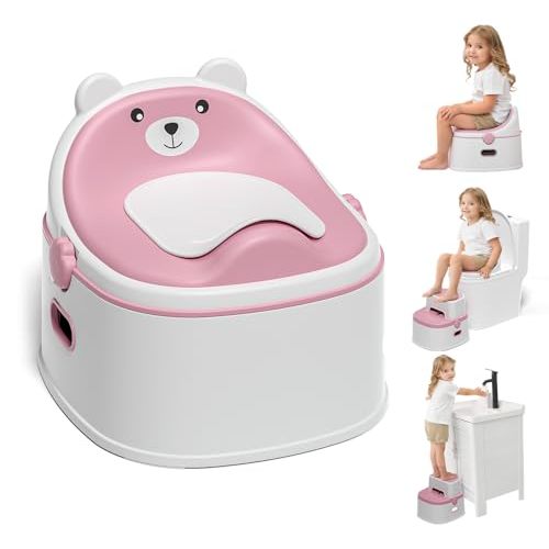 3-in-1 Toddler Potty Training Toilet for Boys & Girls - Convertible Potty Chair with Step Stool for Toddlers 1-3, Anti-Slip Design Toddler Toilet Seat - Removable & Easy to Clean